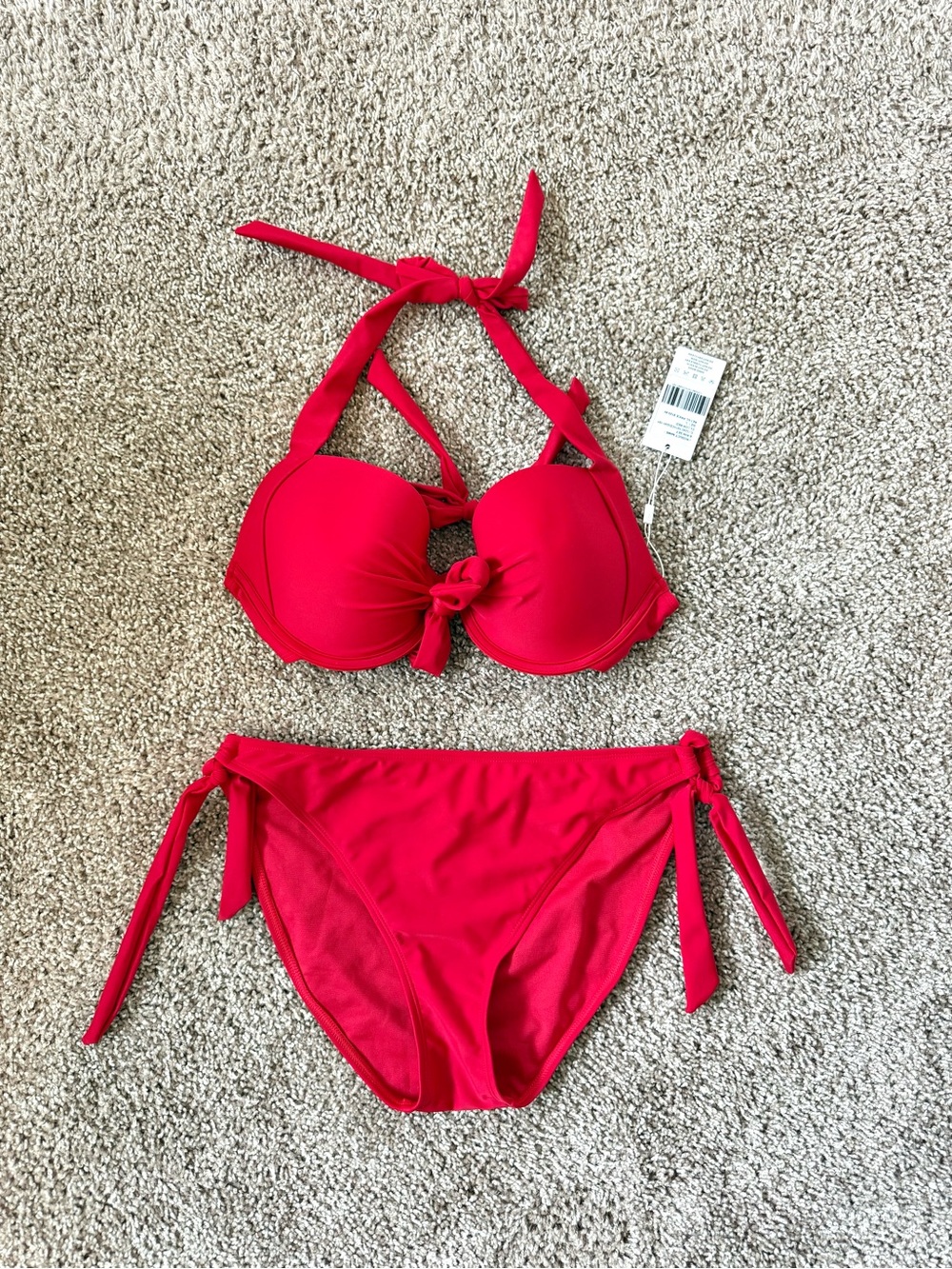 Collalyes Red Swim Top - Bold Solid Bikini Piece
